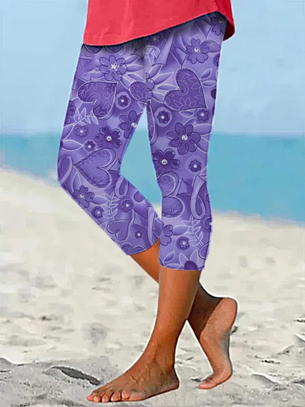 Women's Alzheimer's Disease Awareness Print Yoga Cropped Leggings