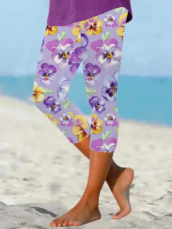 Women's Alzheimer's Forget-Not Floral Design Printed Leggings