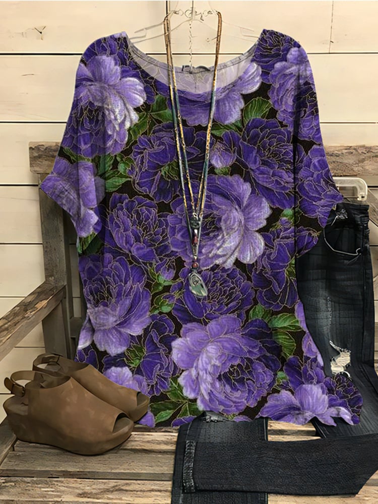 Women's Purple Flower Alzheimer's Awareness Support Shirt