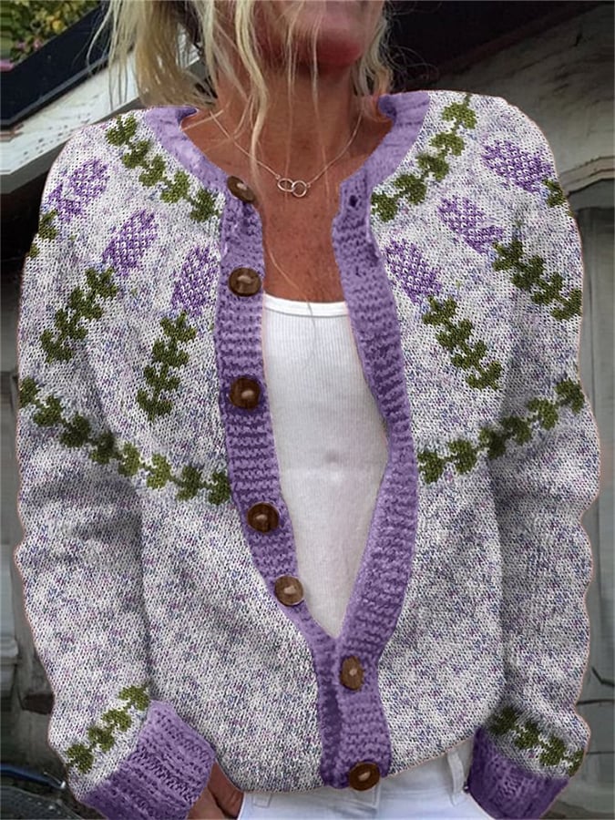 Women'S Lavender Icelandic Cozy Knit Cardigan
