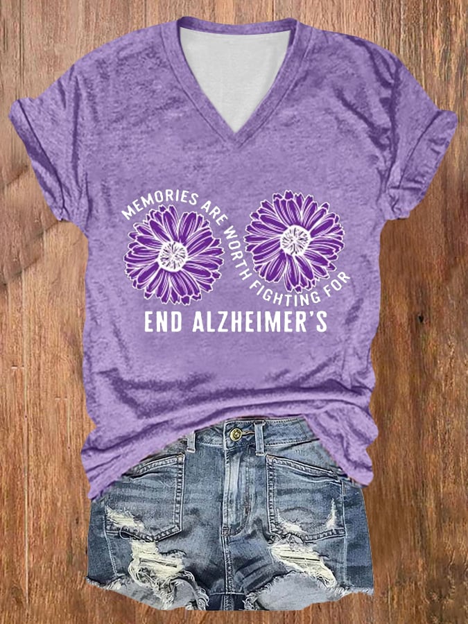 Women's Alzheimers Awareness Print T-Shirt