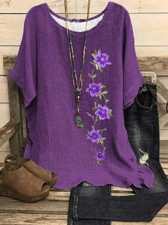Women's Purple Flower Alzheimer's Awareness Support Shirt