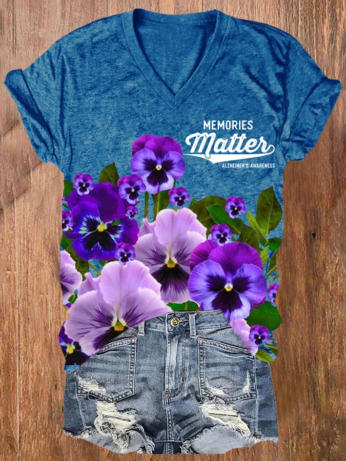 Women's Memories Matter Alzheimer'S Awareness Print T-shirt