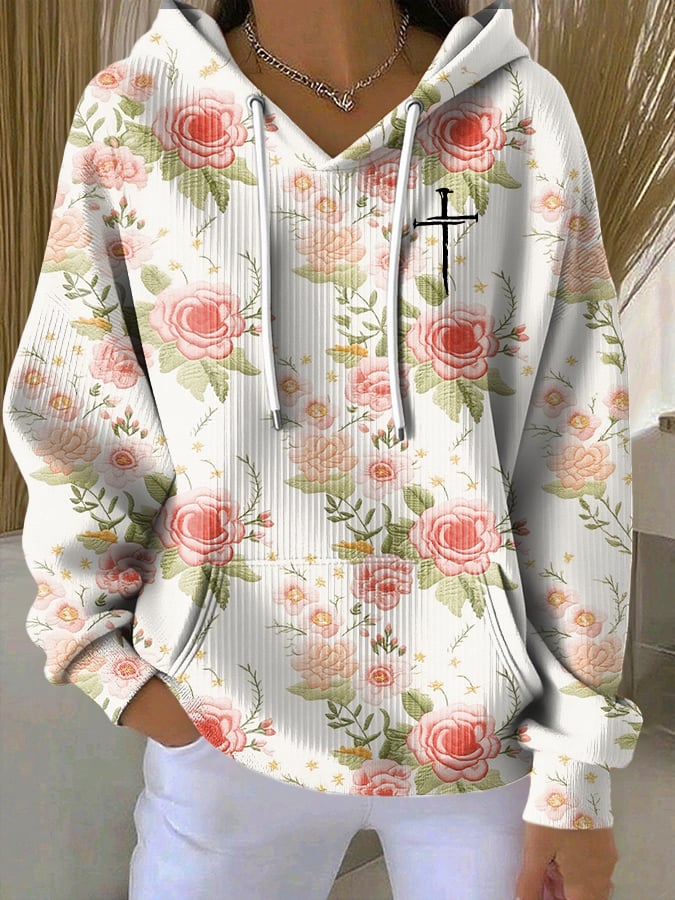 Women's Faith Floral Print Casual Sweatshirt