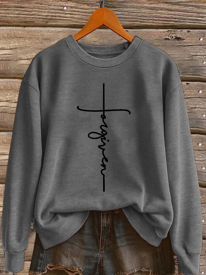 Women's Retro Forgiveness Faith Print Sweatshirt