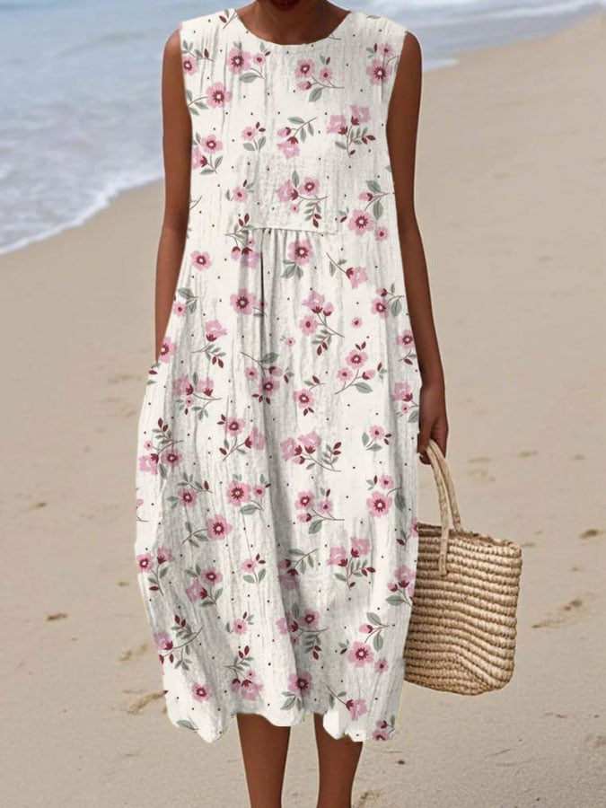 Women's Casual Vintage Floral Sleeveless Dress