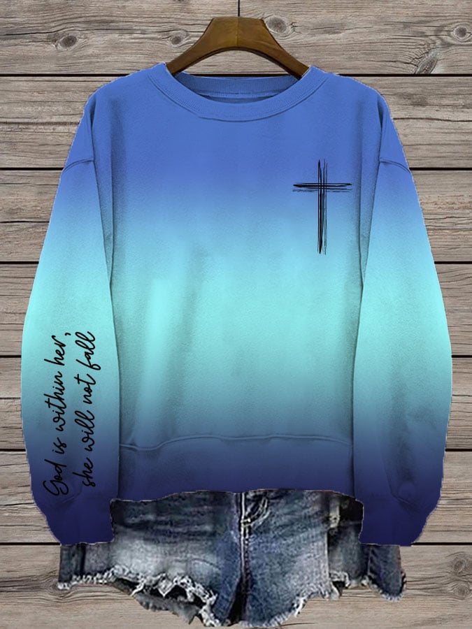 Women's Faith Print Crew Neck Sweatshirt