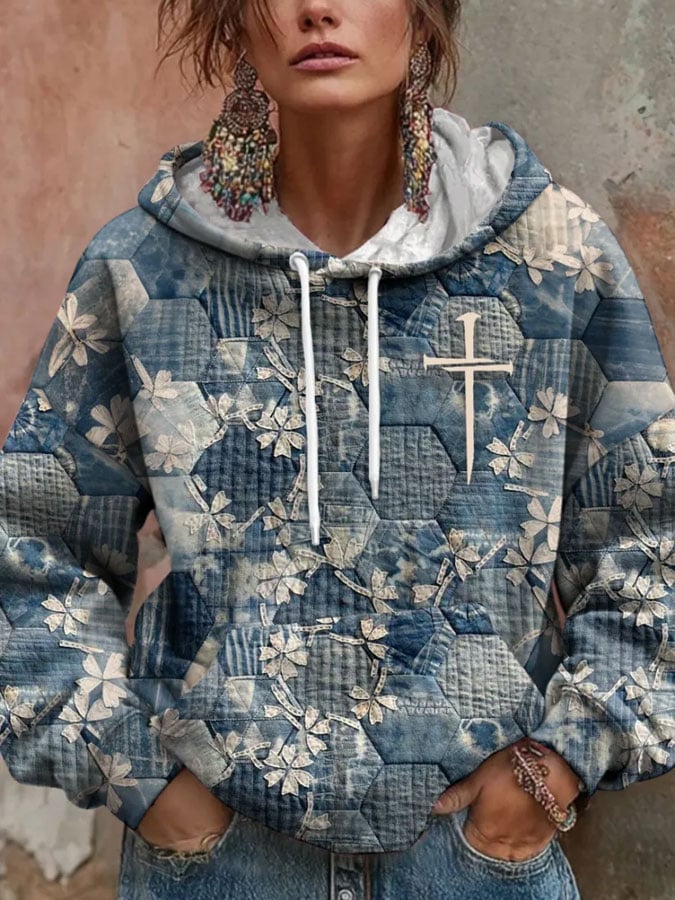 Women's Faith Print Casual Hoodie