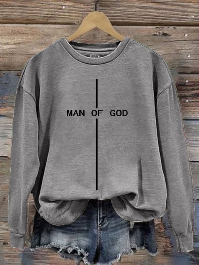 Women's Man Of God Printed Crew Neck Sweatshirt