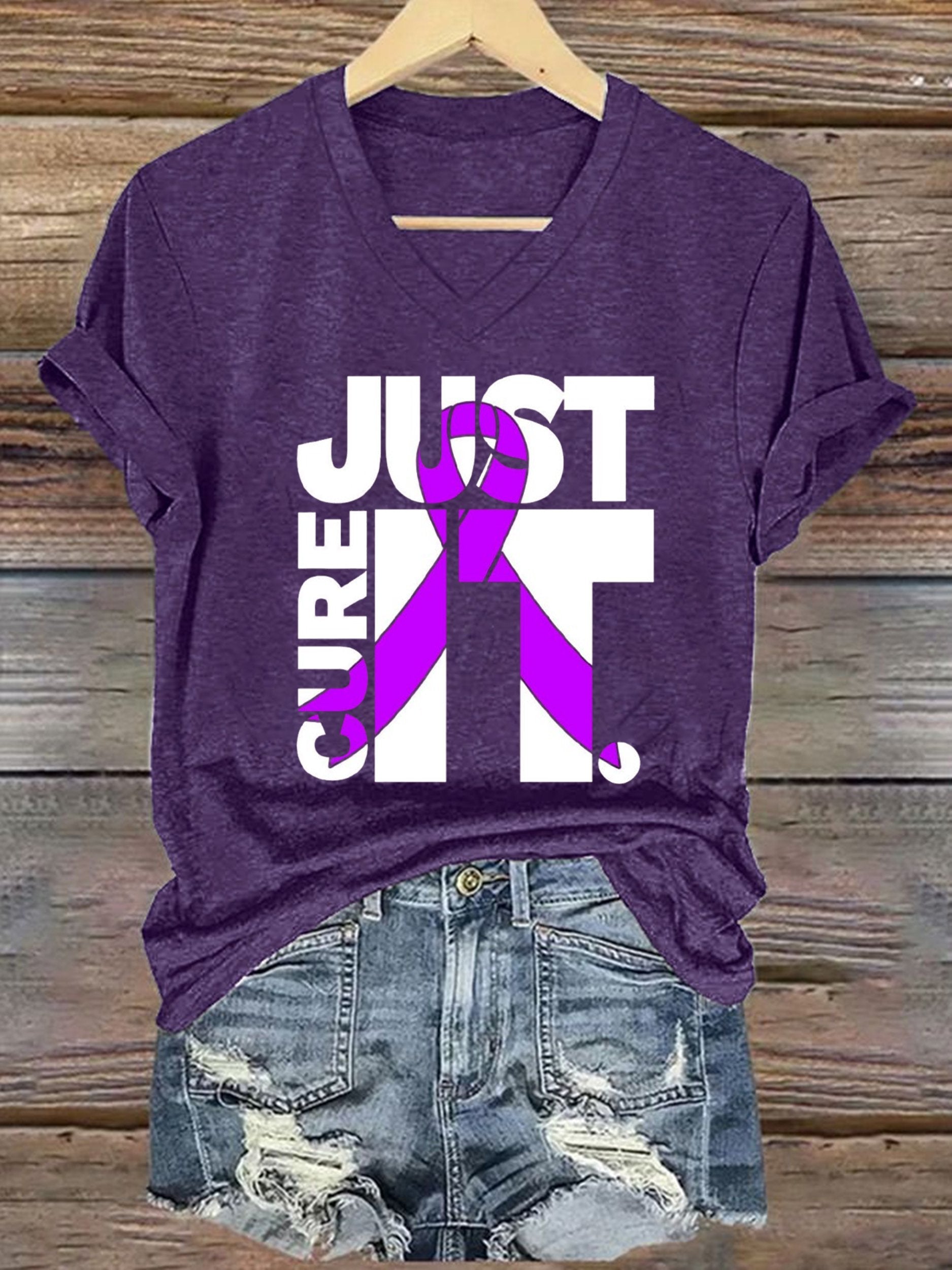 Women's Just Cure It Alzheimer's disease Printed Short-Sleeved T-Shirt