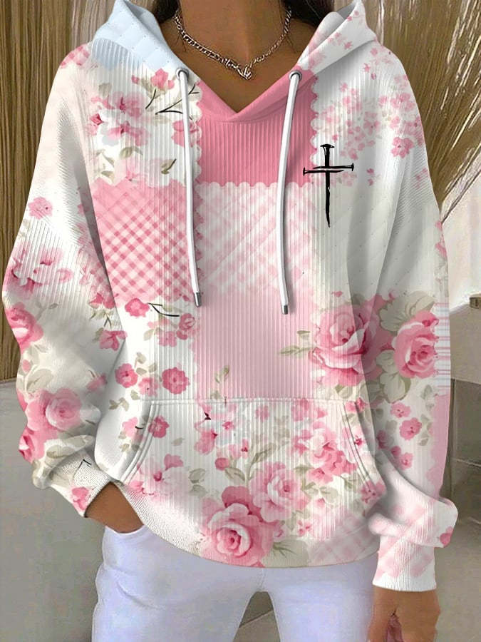 Women's Faith Cross Print  Hoodie