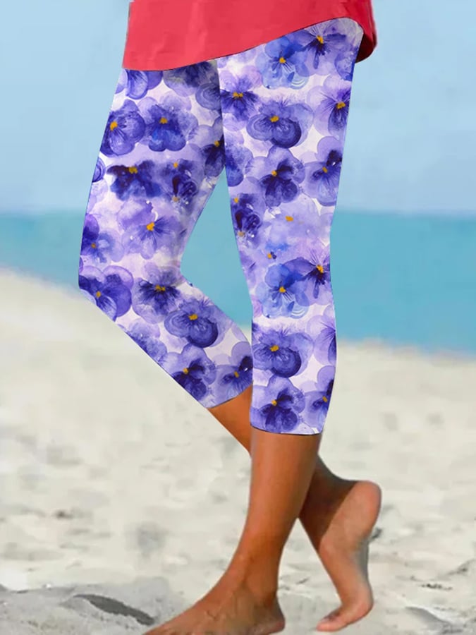 Women's Vintage Botanical Floral Design Printed Leggings