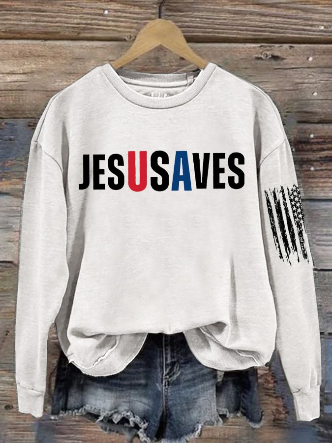 Women's Fall American Jesus Casual Crew Neck Top