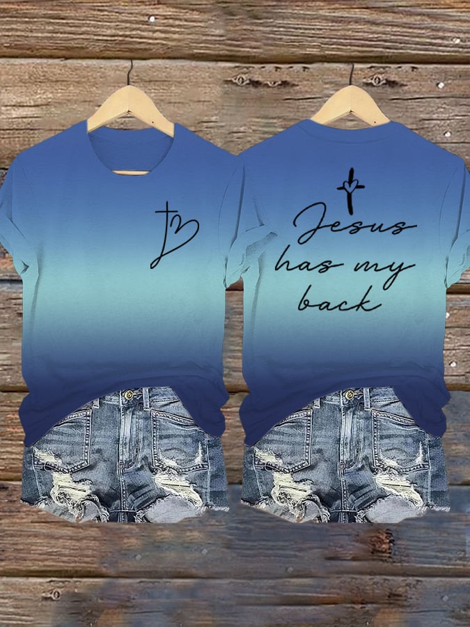 Women's Jesus Has My Back Print Shirt