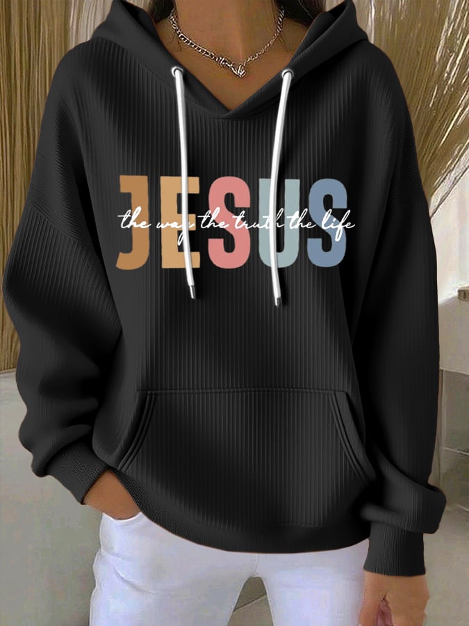 Women's Casual Faith Ribbed Hoodie