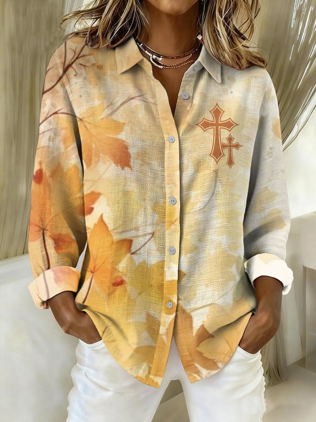 Women'S Casual Autumn Print Shirt