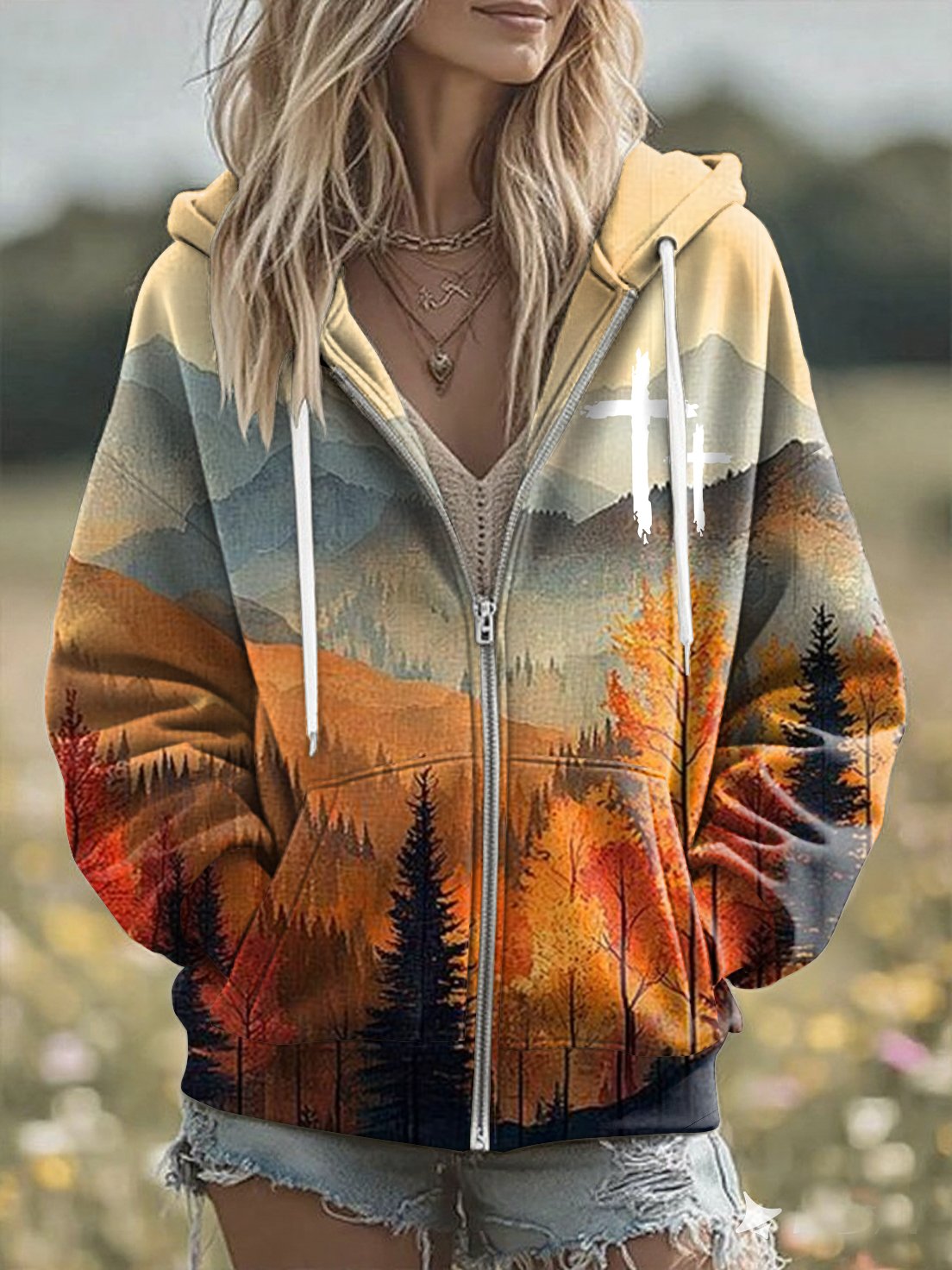 Women'S Casual Autumn Faith Print Hoodie