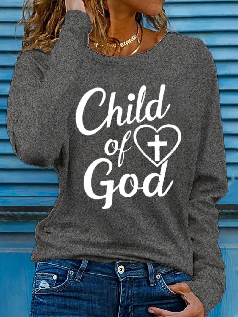 Women's Child Of God Cross Printed Long Sleeve T-Shirt