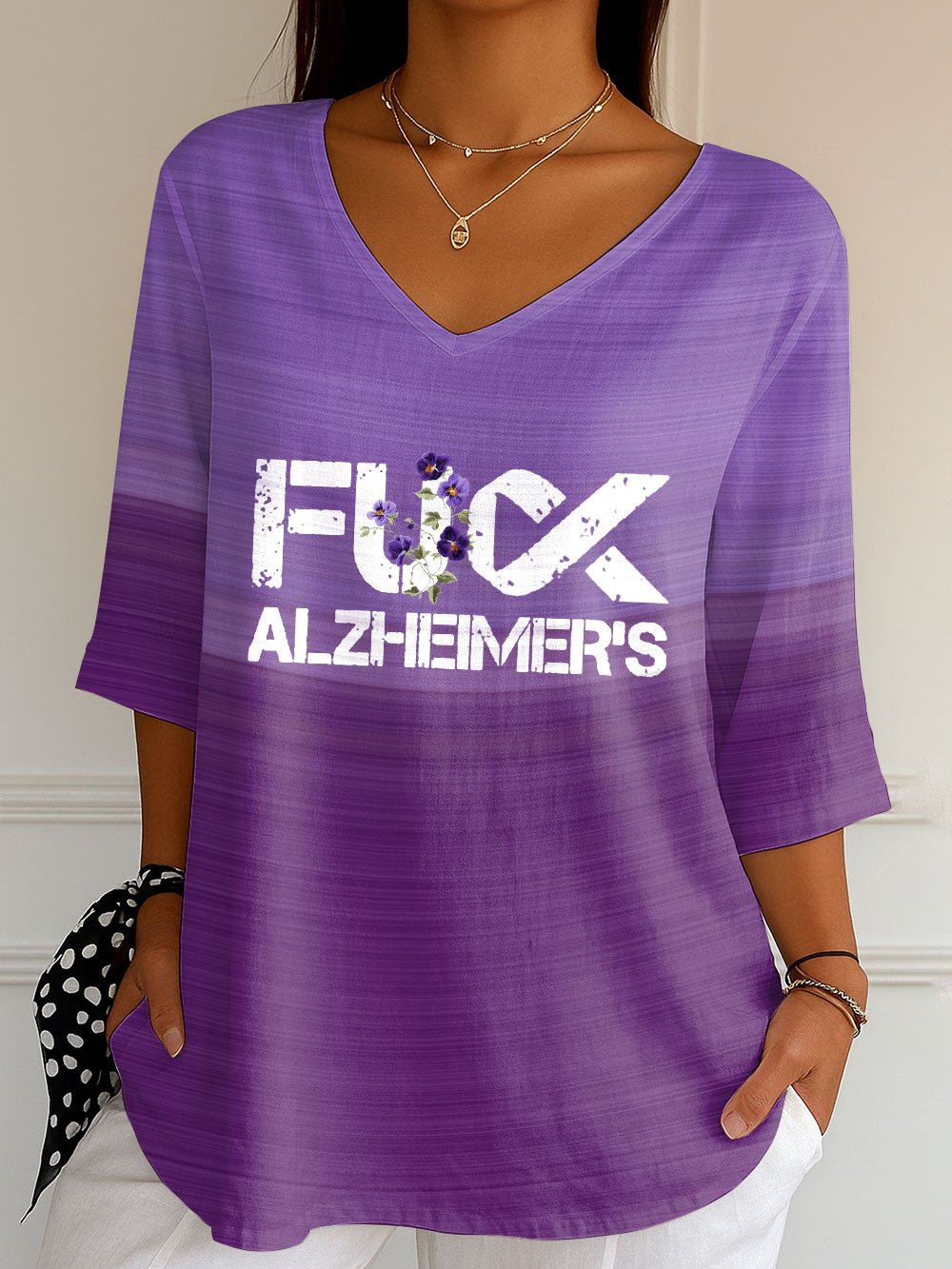 Women's Alzheimer's Purple Print Shirt