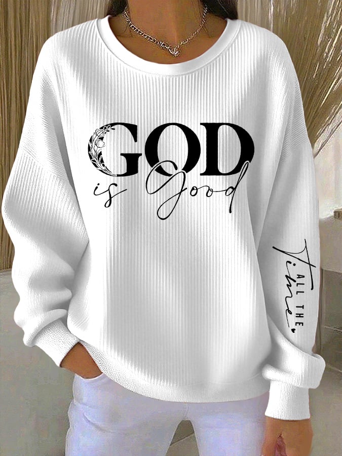Women's Casual Faith Textured Sweatshirt