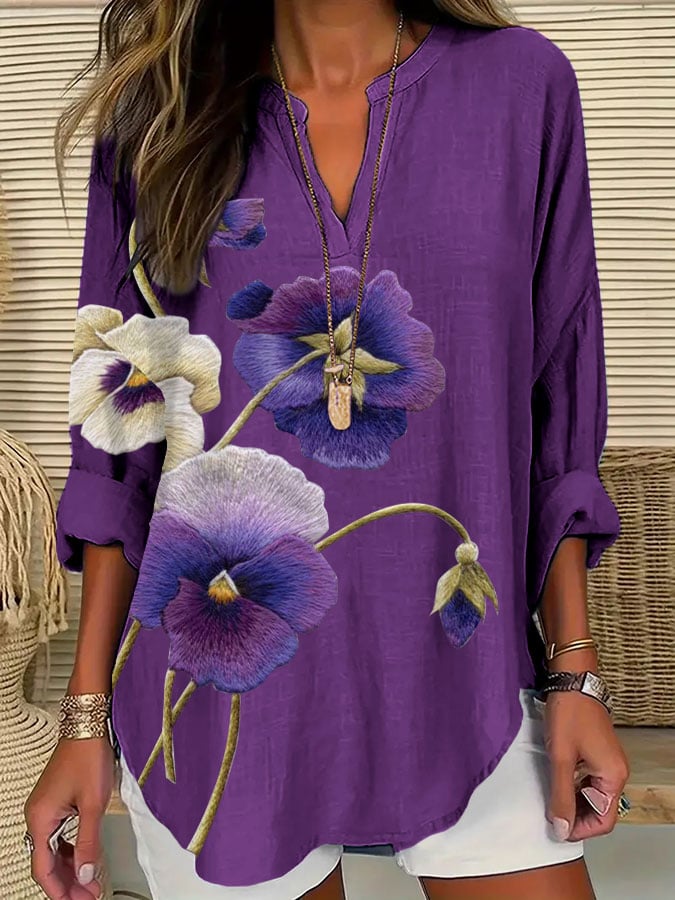 Women's Purple Flower Alzheimer's Awareness Support Shirt