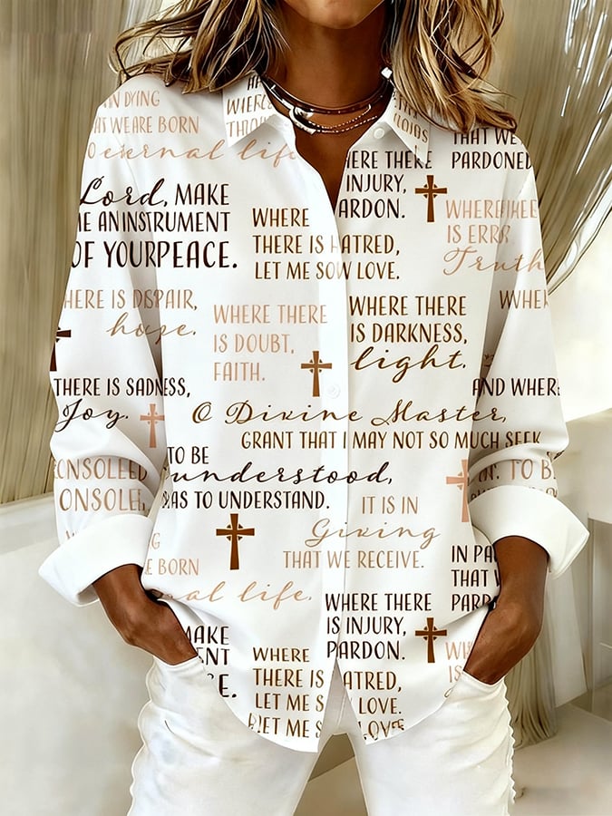 Women's Faith Art Print Linen Shirt