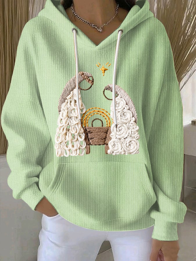 Women's Nativity Print Casual Sweatshirt
