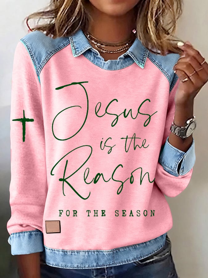 Women's Jesus Is The Reason For The Season  Print Sweatshirt