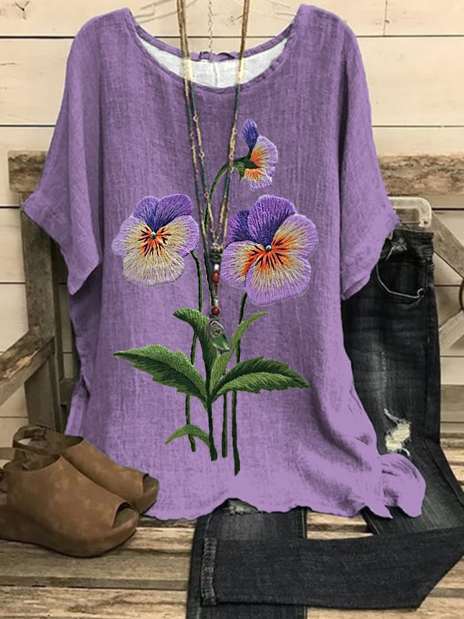 Women's Purple Flower Alzheimer's Awareness Support Shirt