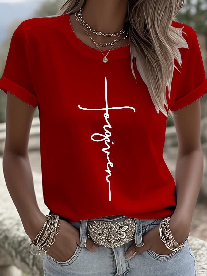 Women's Retro Forgiveness Faith Print T-Shirt