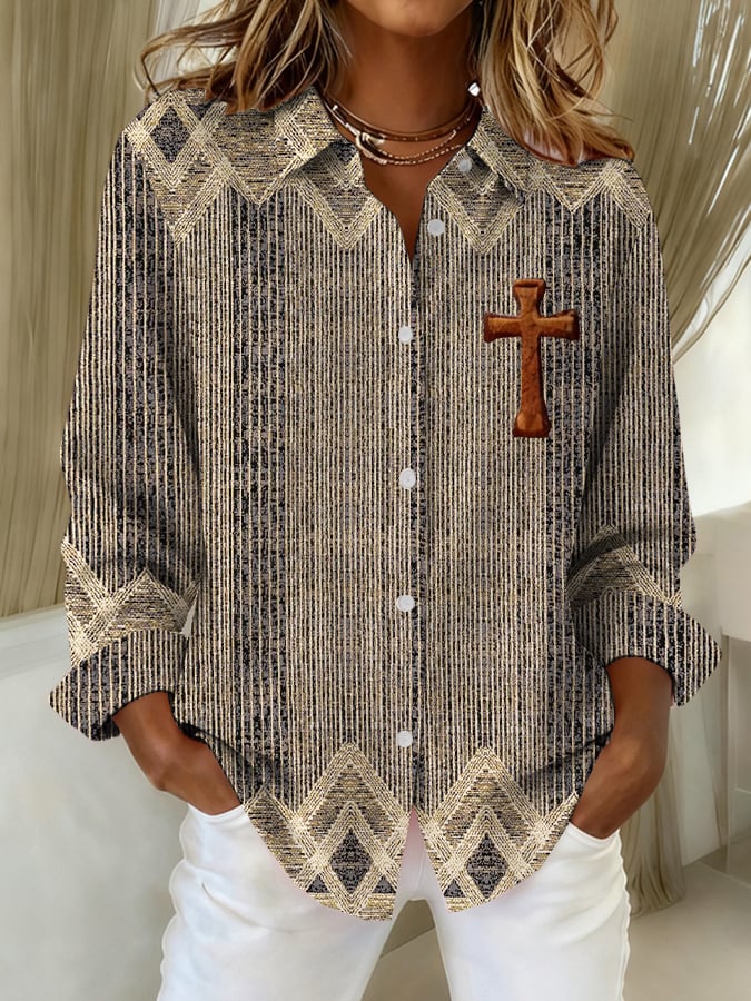 Women's Faith Art Print Linen Top