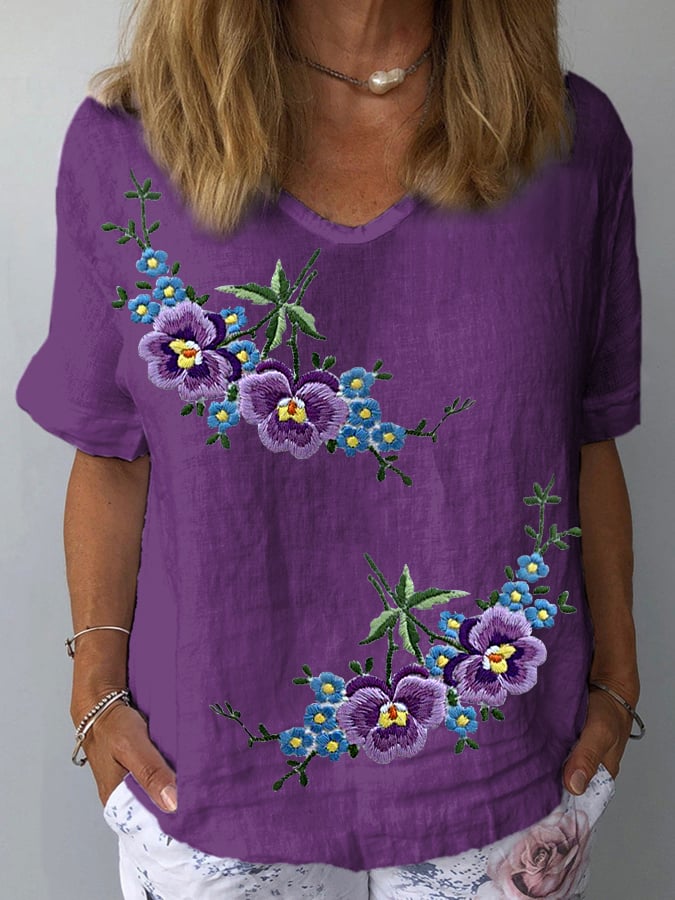 Women's Purple Flower Alzheimer's Awareness Support Shirt