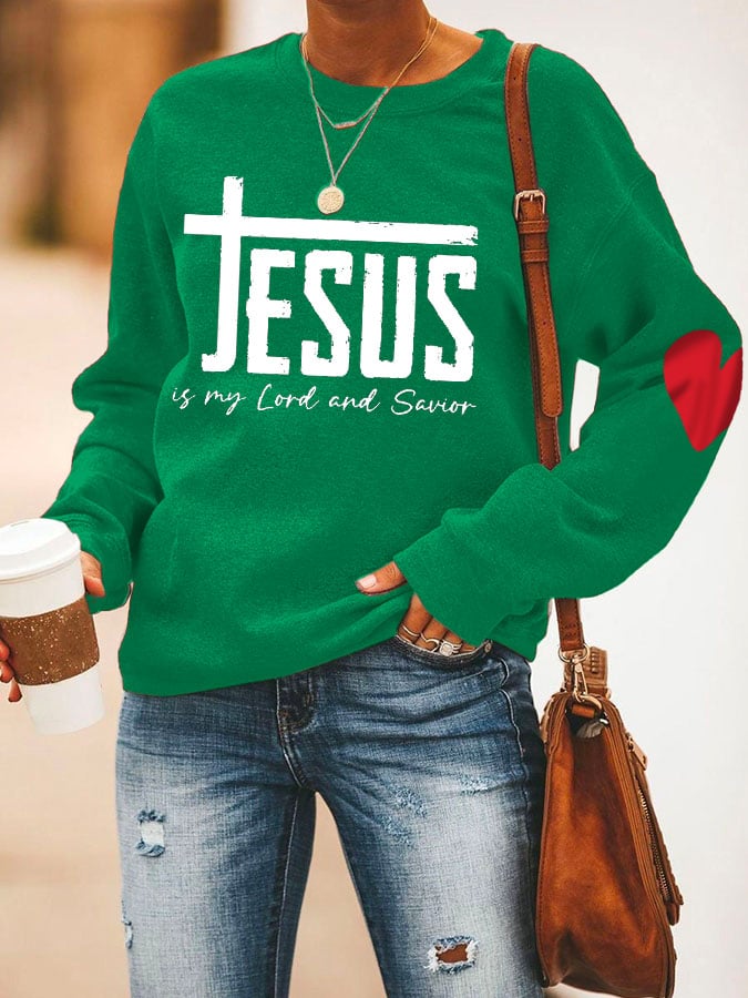 Women'S Jesus Is My Lord And Savior Print Sweatshirt