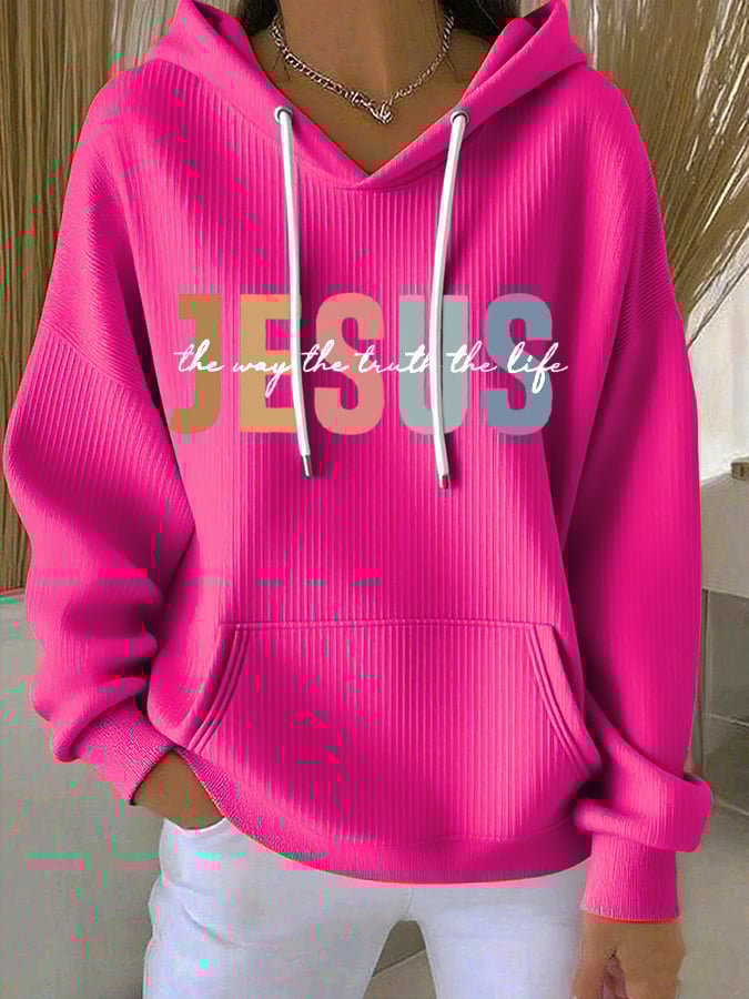 Women's Casual Faith Ribbed Hoodie