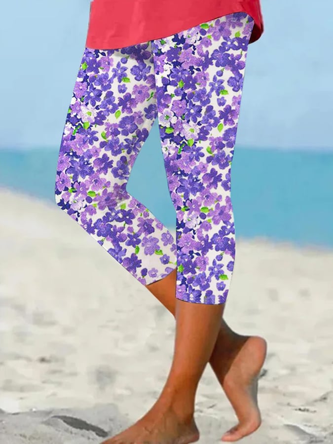 Women's Vintage Botanical Floral Design Printed Leggings