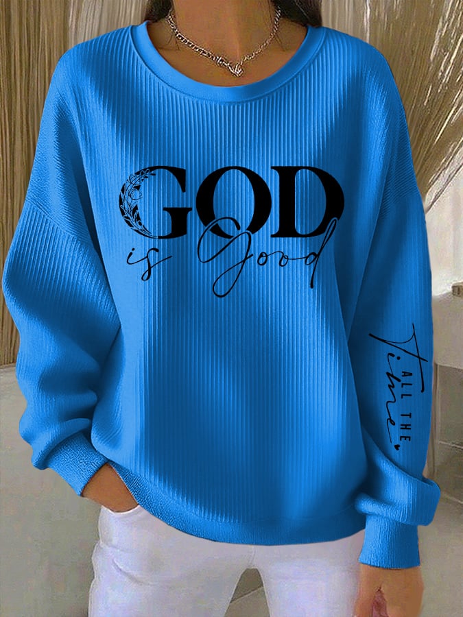 Women's Casual Faith Textured Sweatshirt
