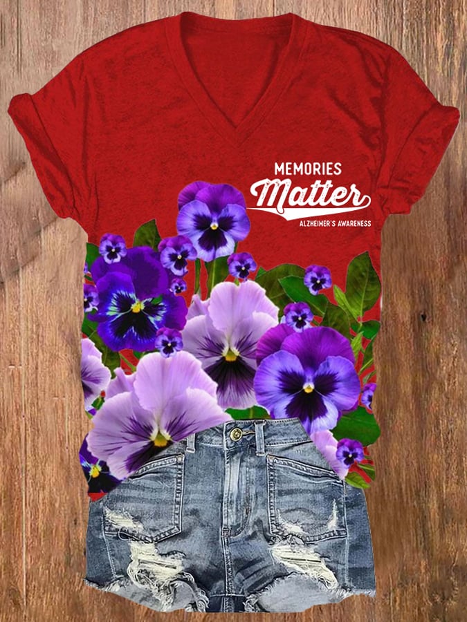 Women's Memories Matter Alzheimer'S Awareness Print T-shirt