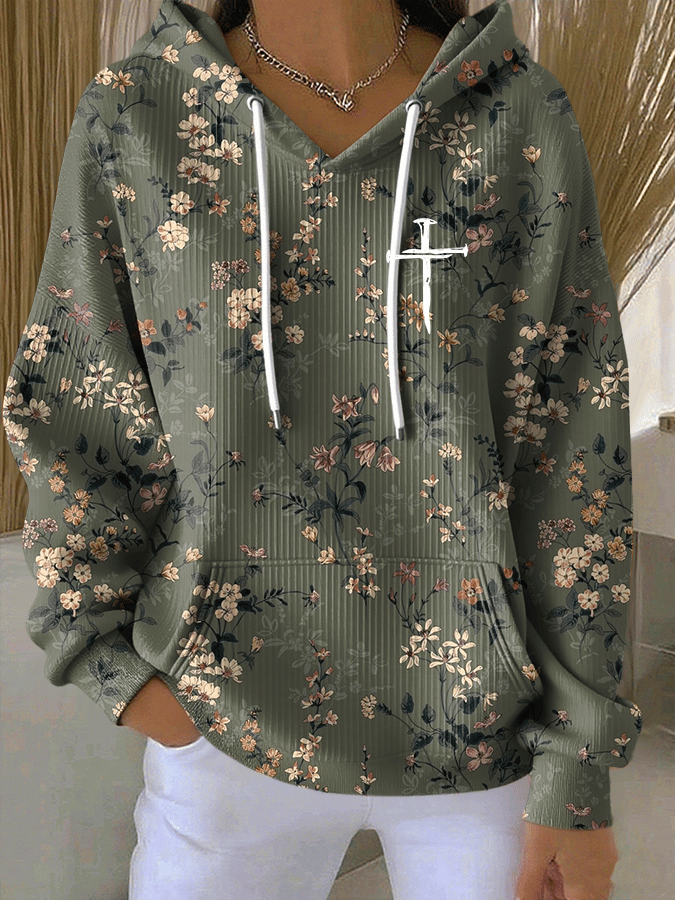 Women's Faith Print Casual Hooded Sweatshirt