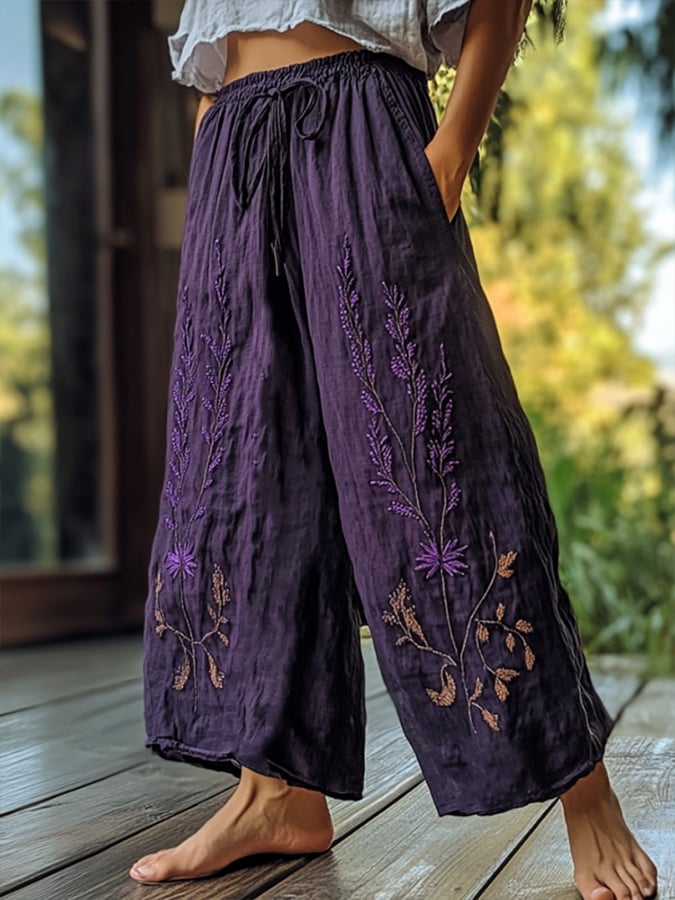 Women's Vintage Bohemian Wide Leg Pants