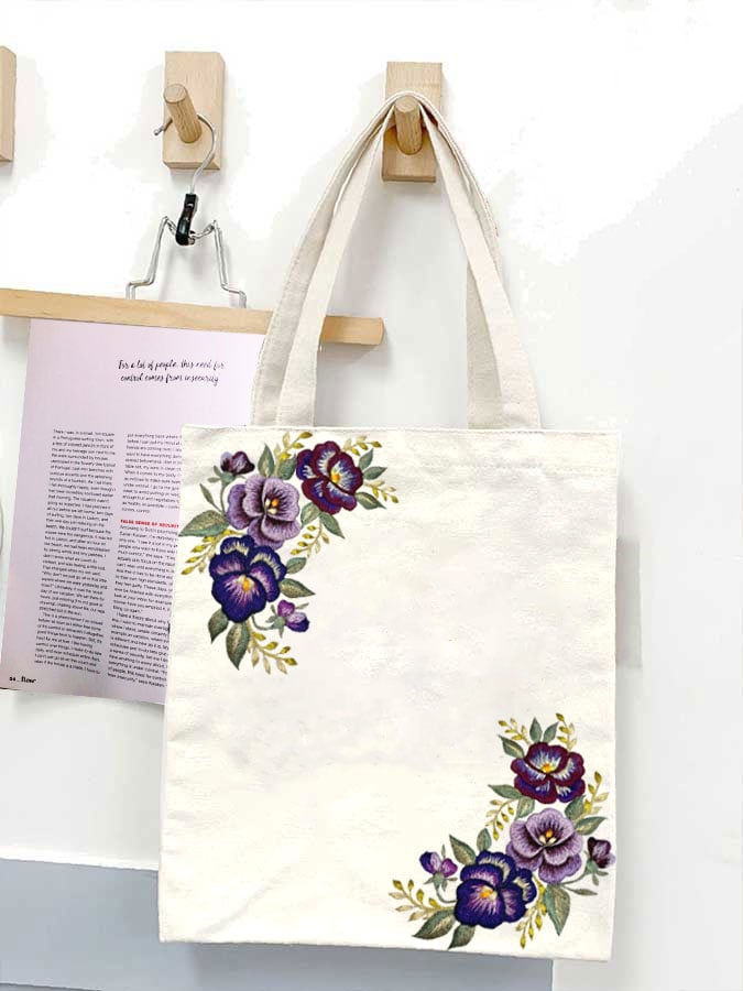 Alzheimer's Purple Floral Canvas Bag