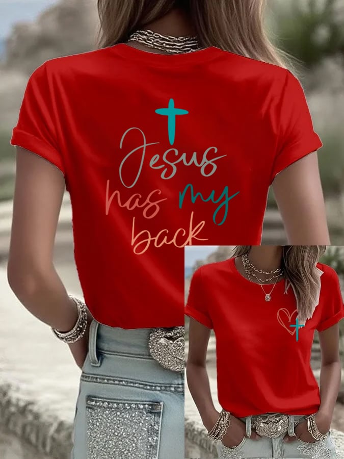 Women's Jesus Has My Back  Print Shirt