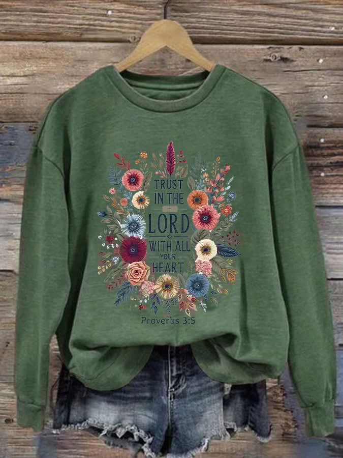 Women's Casual Faith Print Sweatshirt