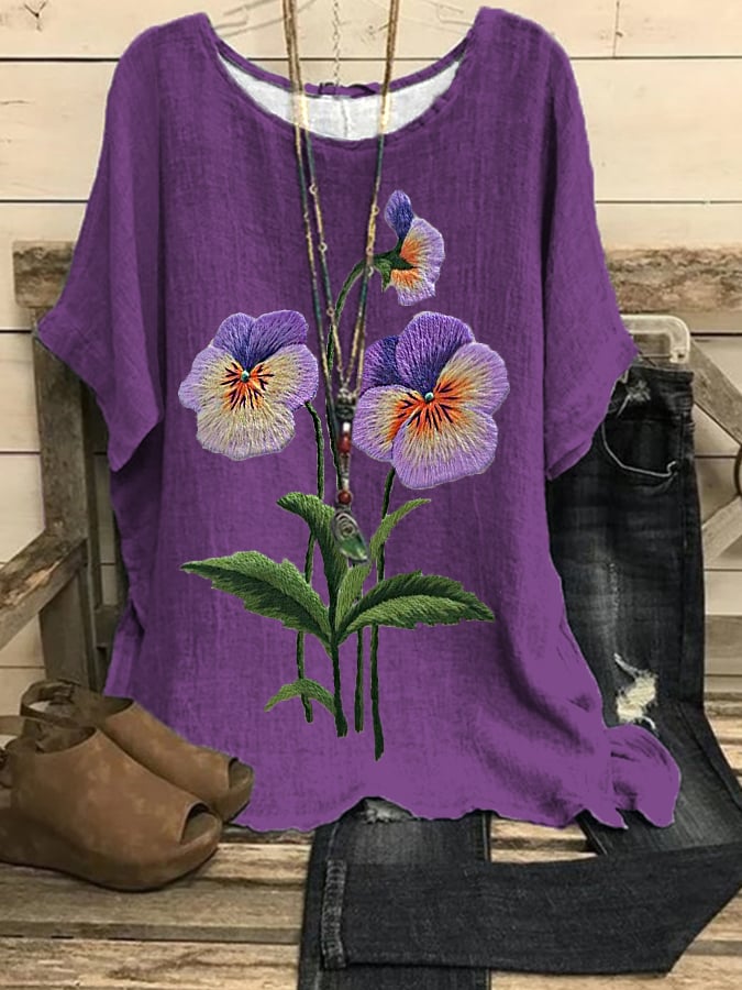 Women's Purple Flower Alzheimer's Awareness Support Shirt