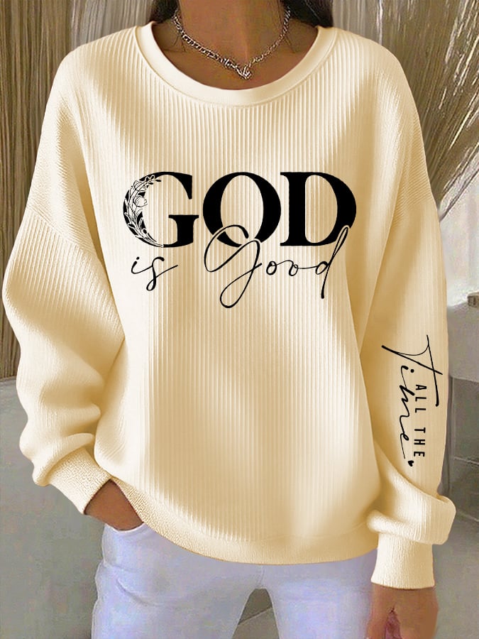Women's Casual Faith Textured Sweatshirt