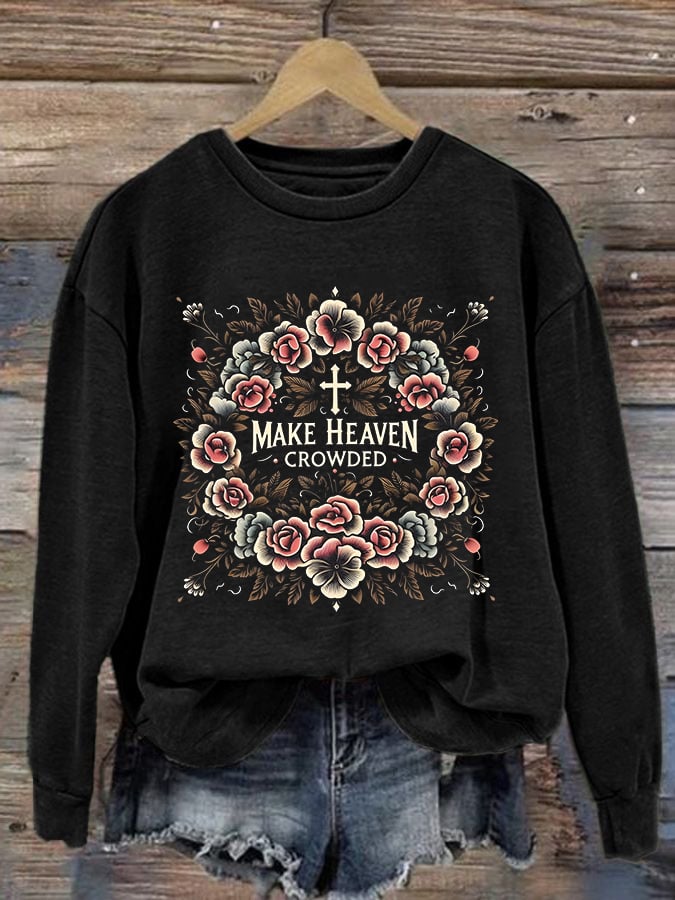Women'S Casual Faith Print Sweatshirt