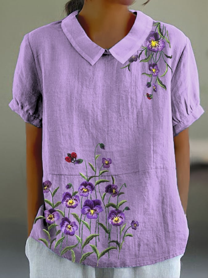 Women's Alzheimer'S Awareness Purple Flower Print  Casual Tops