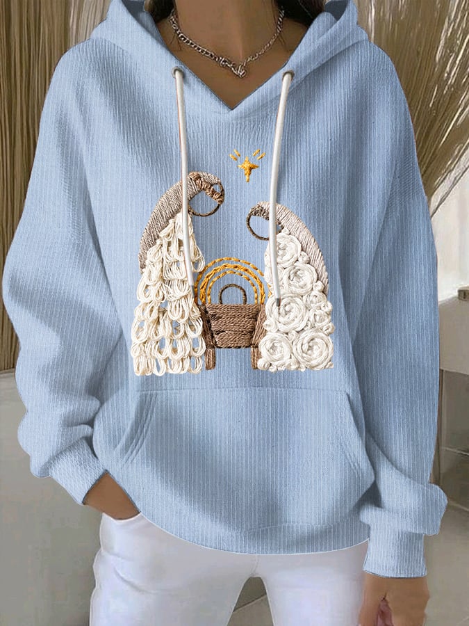Women's Nativity Print Casual Sweatshirt