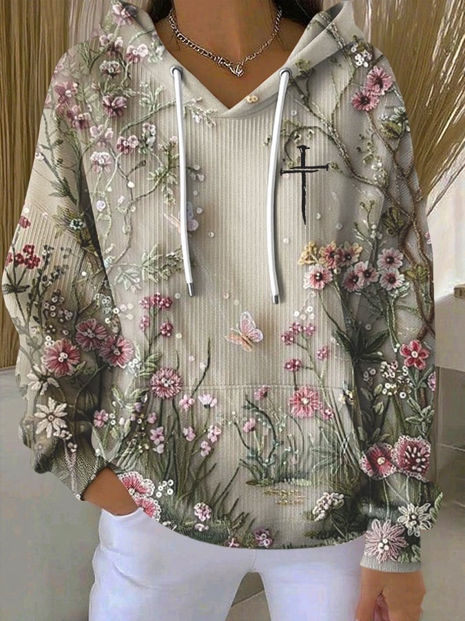 Women's Faith Floral Print Casual Sweatshirt