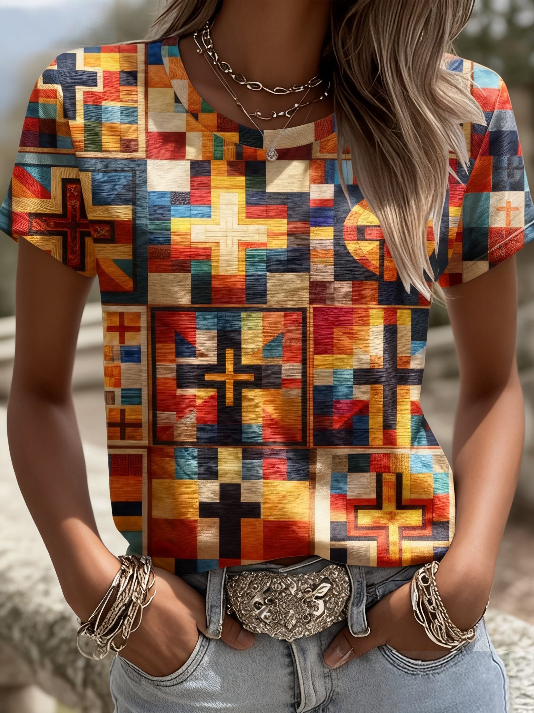 Women's Faith Print Round Neck T-Shirt