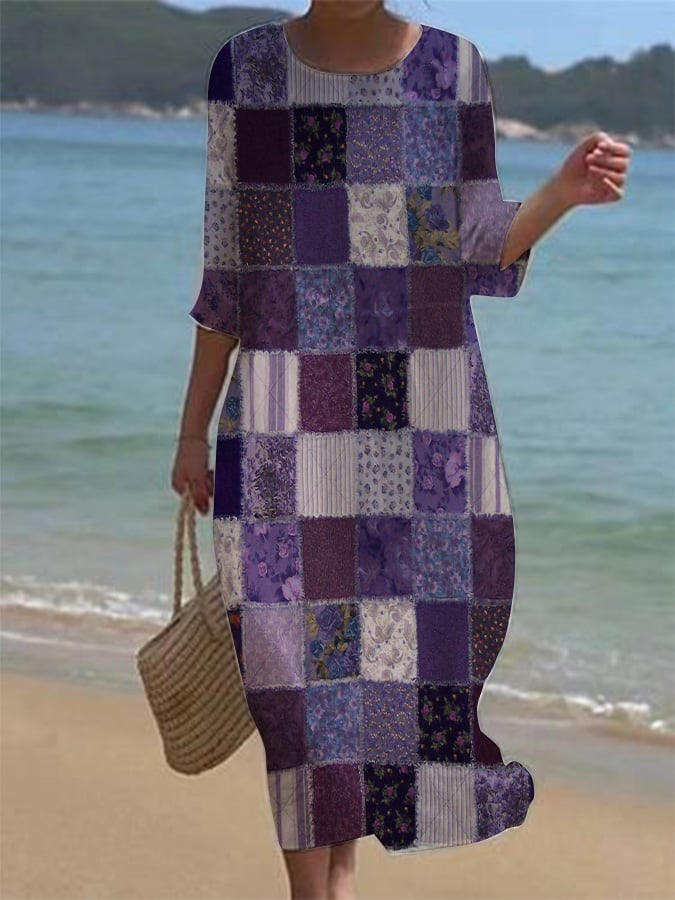 Women's Casual Alzheimer's Awareness Floral Print Dress